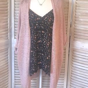 BOUTIQUE- 💥 LAST ONE💥 PINK SWEATER LONG CARDIGAN, ROLLED SLEEVE